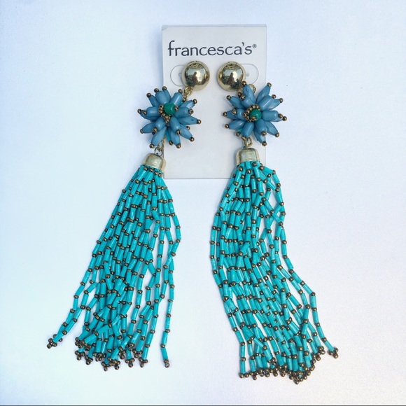 🦄 3/$25 Turquoise Tassel Beaded Earrings - Picture 3 of 5
